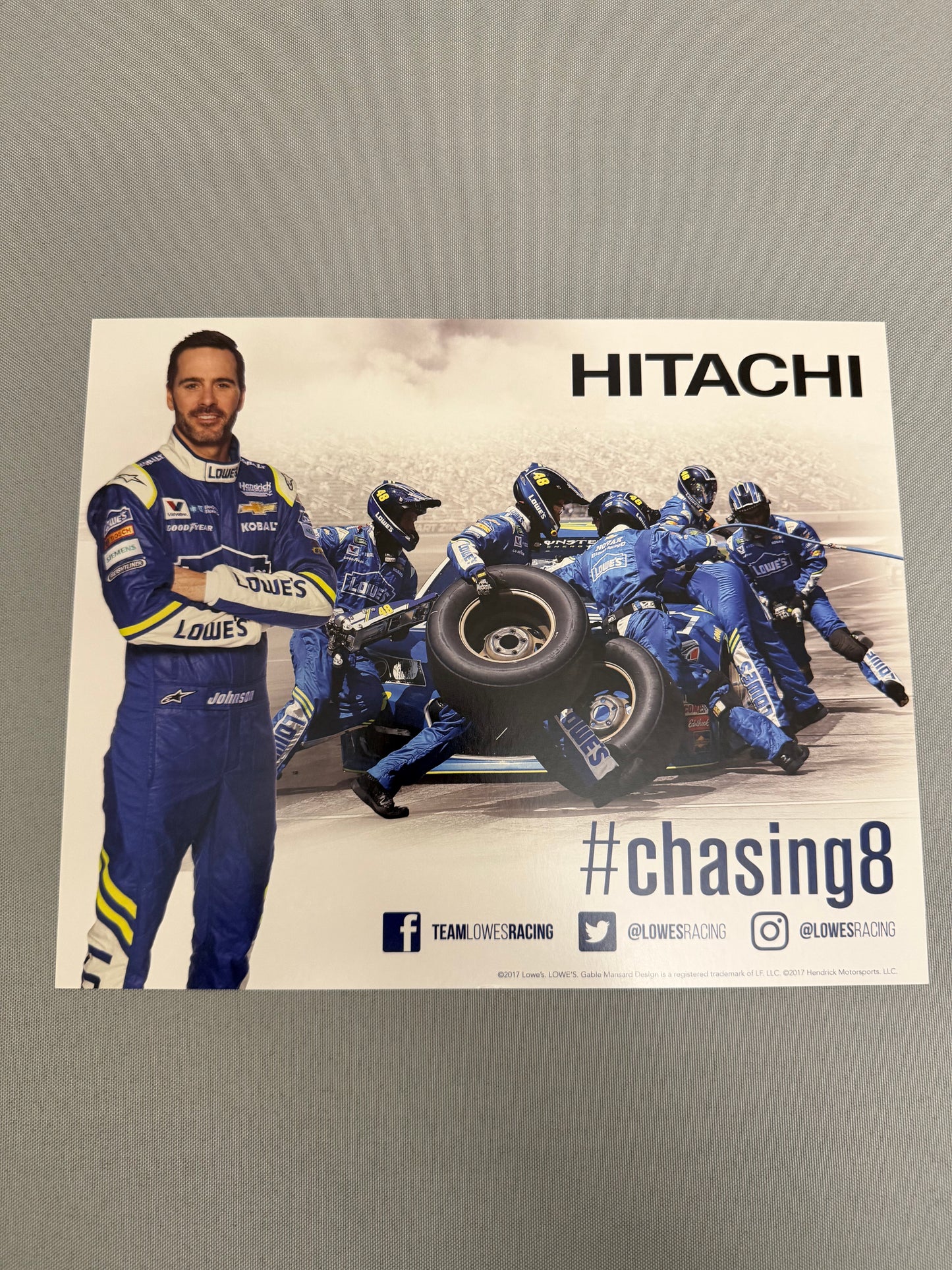 Jimmie Johnson #48 2017 Lowe’s Hitachi Nascar Hero Card