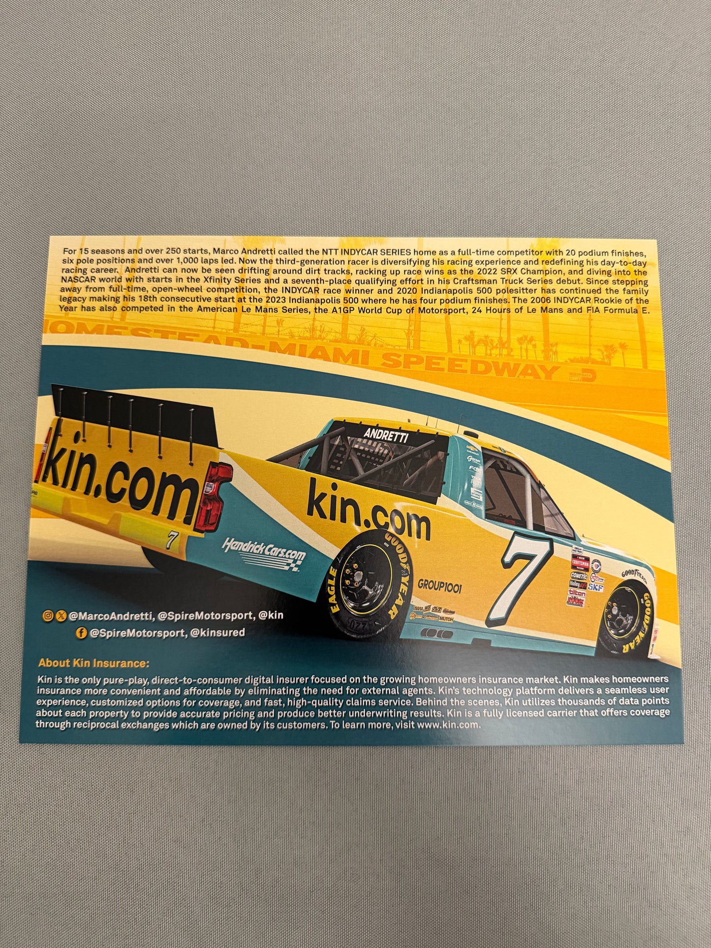 Marco Andretti #7 2023 Kin Nascar Hero Card