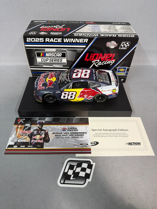 Shane Van Gisbergen #88 2025 Sonoma Win Redbull Galaxy Color Nascar Autographed Diecast