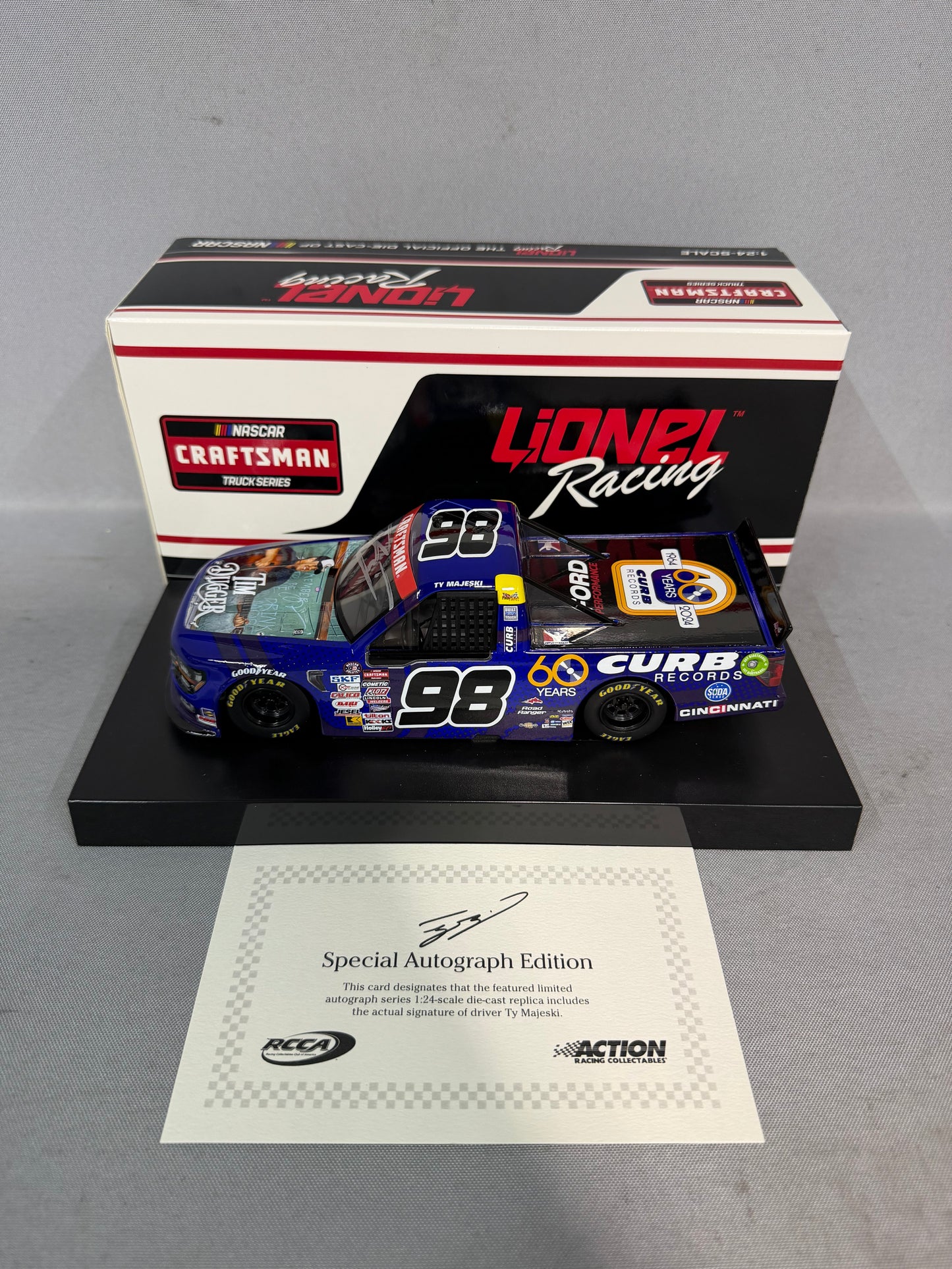 Ty Majeski #98 2024 Curb Records 60th Tim Dugger Nascar Autographed Diecast