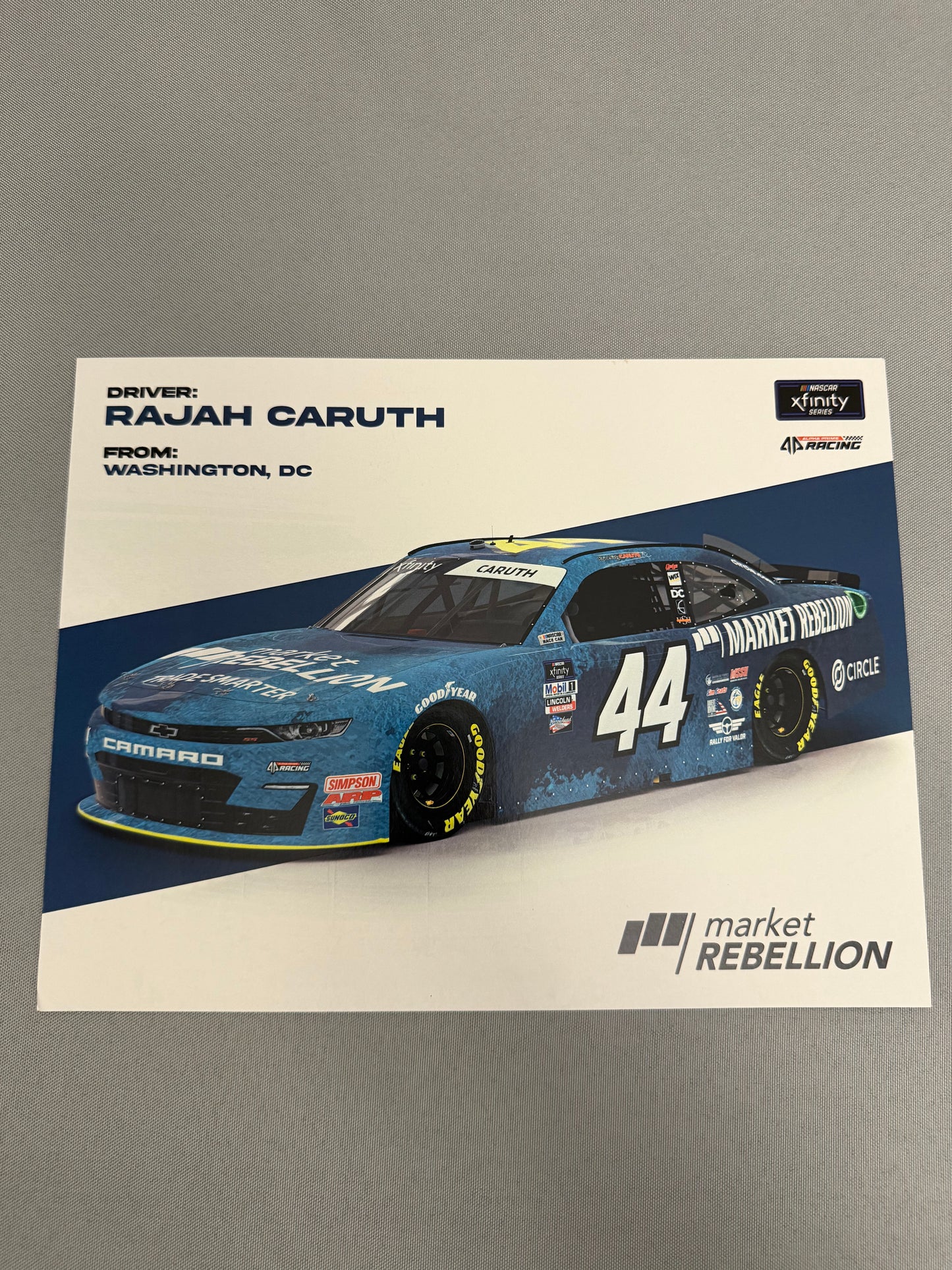 Rajah Caruth #44 2022 Market Rebellion Nascar Hero Card