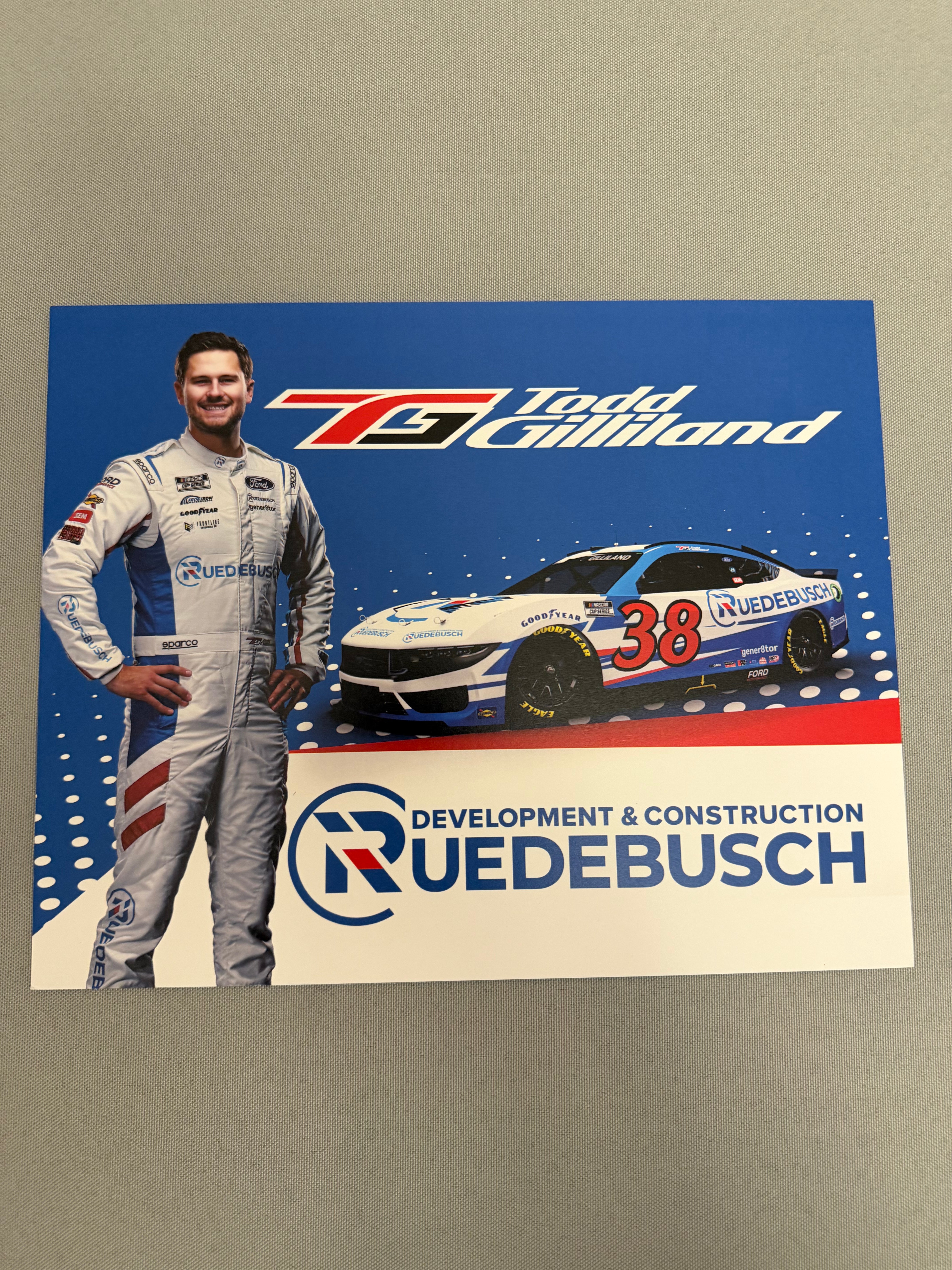 Jager Ruedebusch Todd Gilliland #38 2024 Ruedebusch Nascar Hero Card – Race Day Authentics
