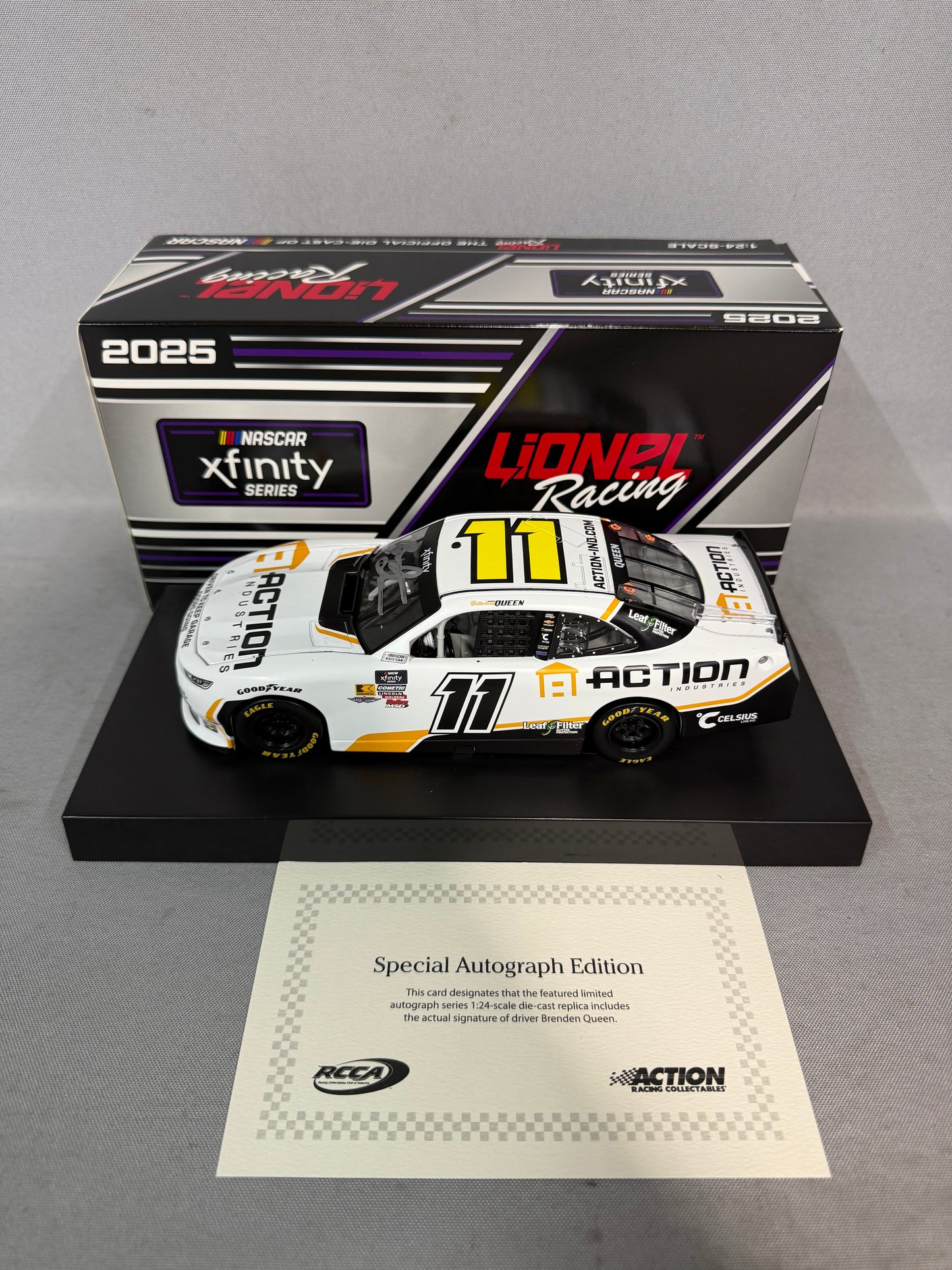 Brenden Queen #11 2025 Action Industries Nascar Autographed Diecast