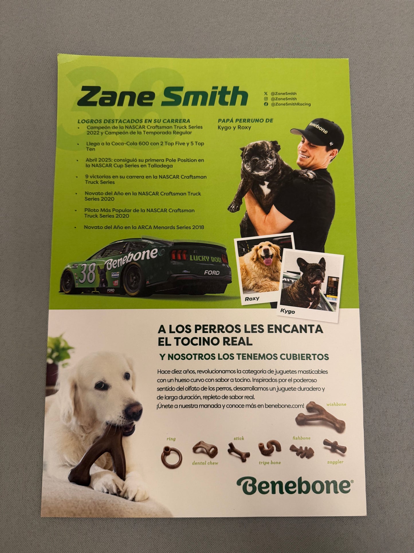 Zane Smith #38 2025 Benebone Nascar Hero Card