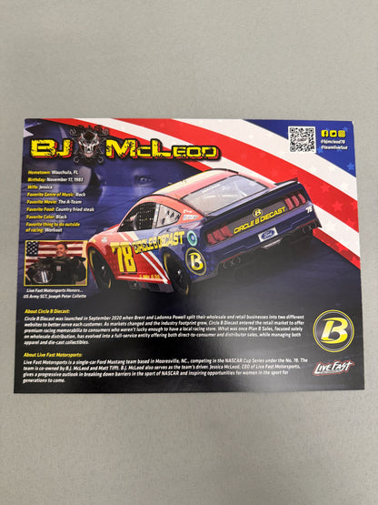 BJ McLeod #78 2022 Circle B Diecast Nascar Hero Card