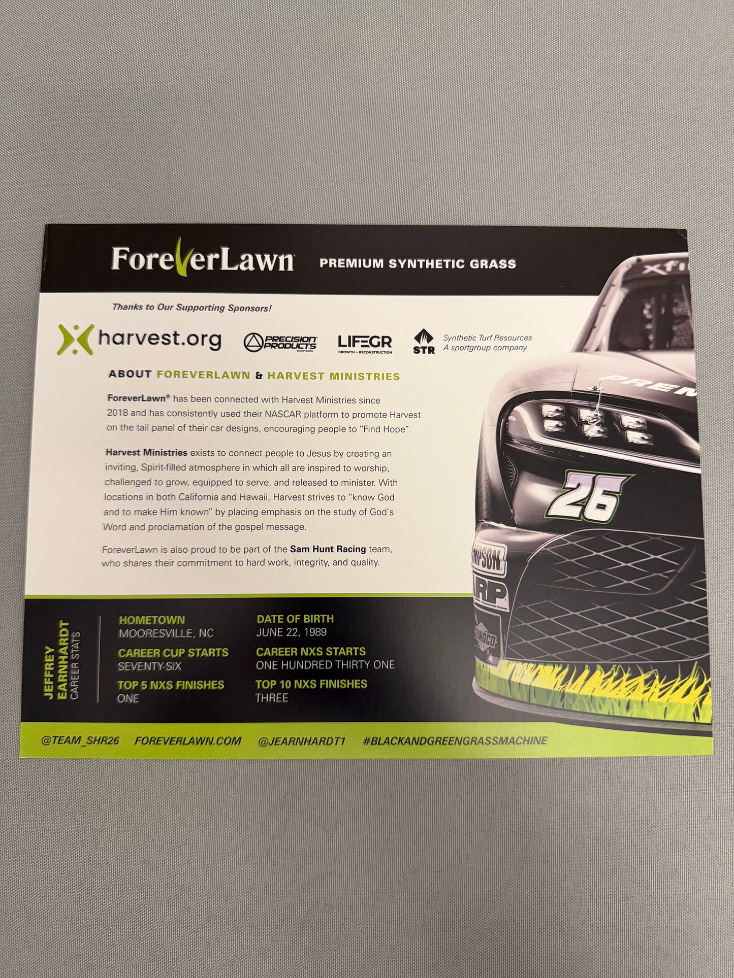 Jeffrey Earnhardt #26 Forever Lawn Nascar Hero Card