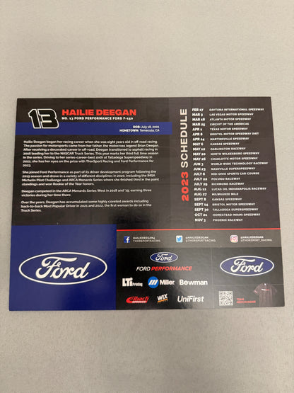 Hailie Deegan #13 2023 Ford Performance Nascar Hero Card