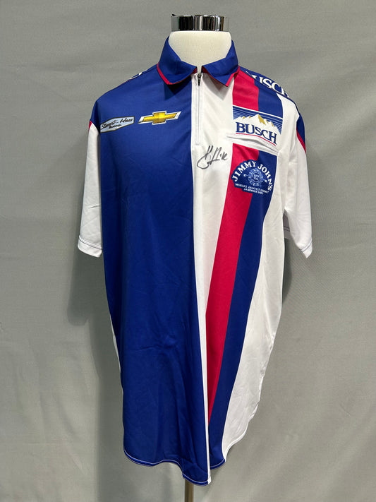 Kevin Harvick #4 2016 Autographed Busch Light Throwback Nascar Crew Shirt Size XL Tall