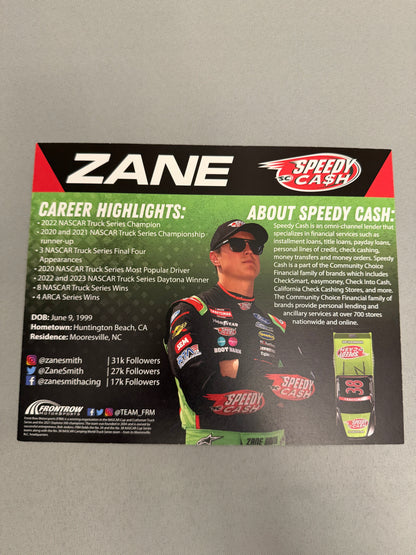 Zane Smith #38 2023 Speedy Cash Nascar Hero Card