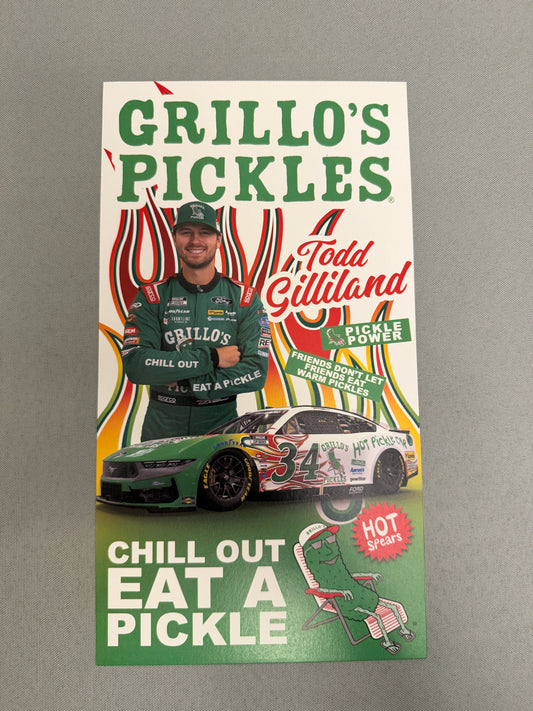 Todd Gilliland #34 2025 Grillo’s Pickles Hot Pickle Nascar Hero Card