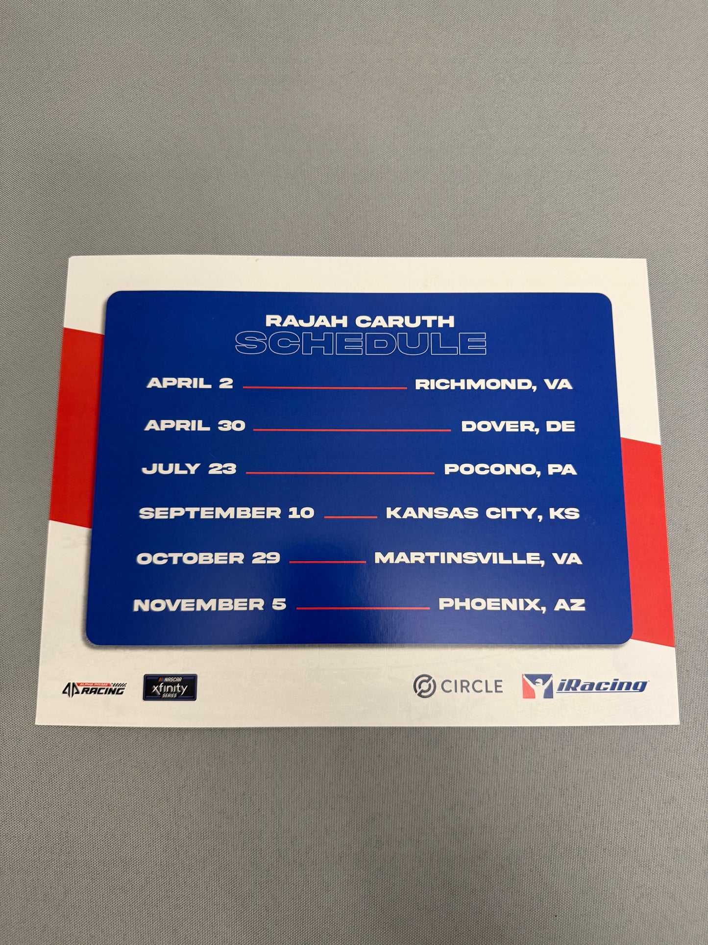 Rajah Caruth #45 2022 I Racing Nascar Hero Card