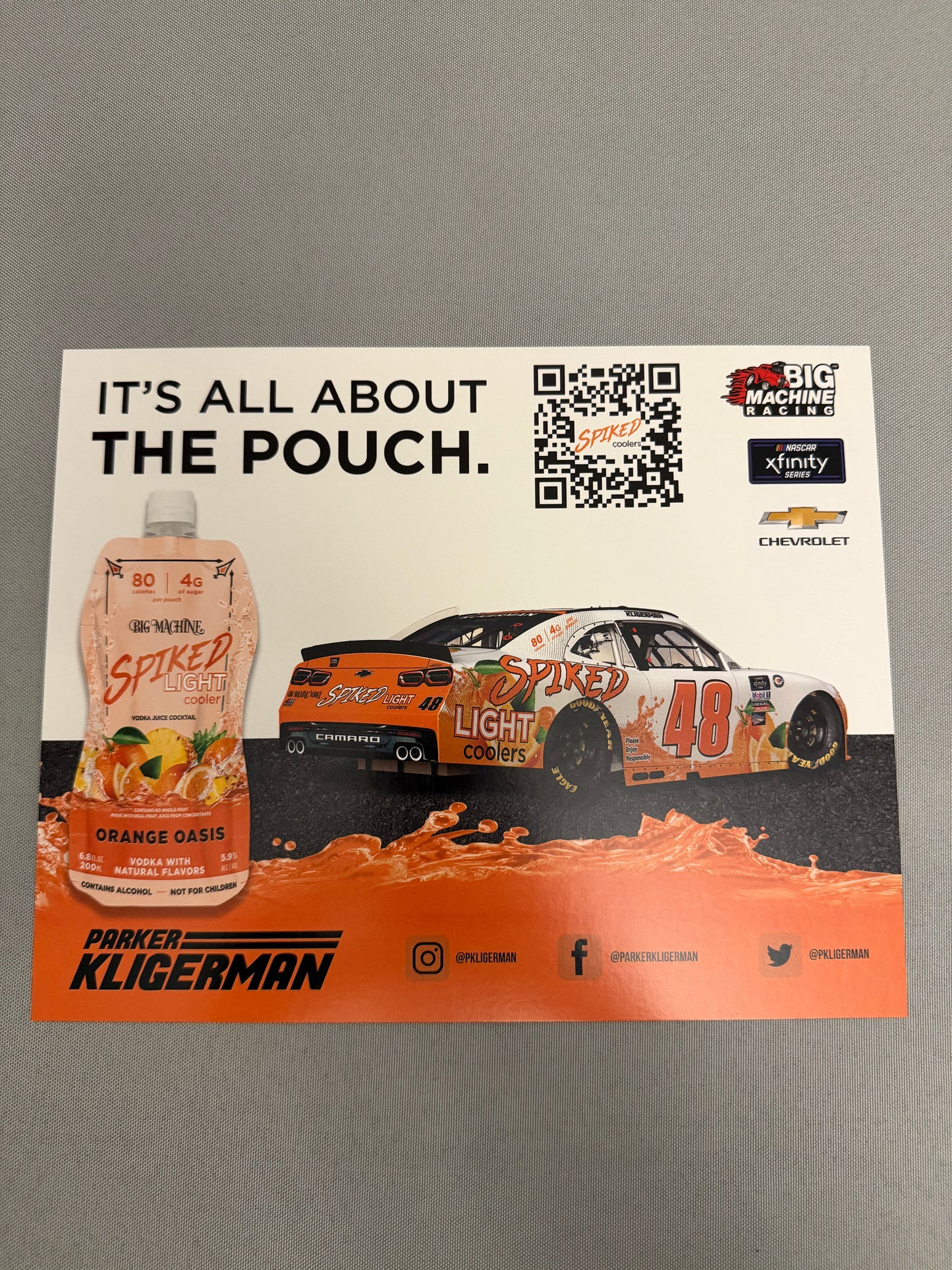 Parker Kligerman #48 2023 Spiked Light Coolers Nascar Hero Card