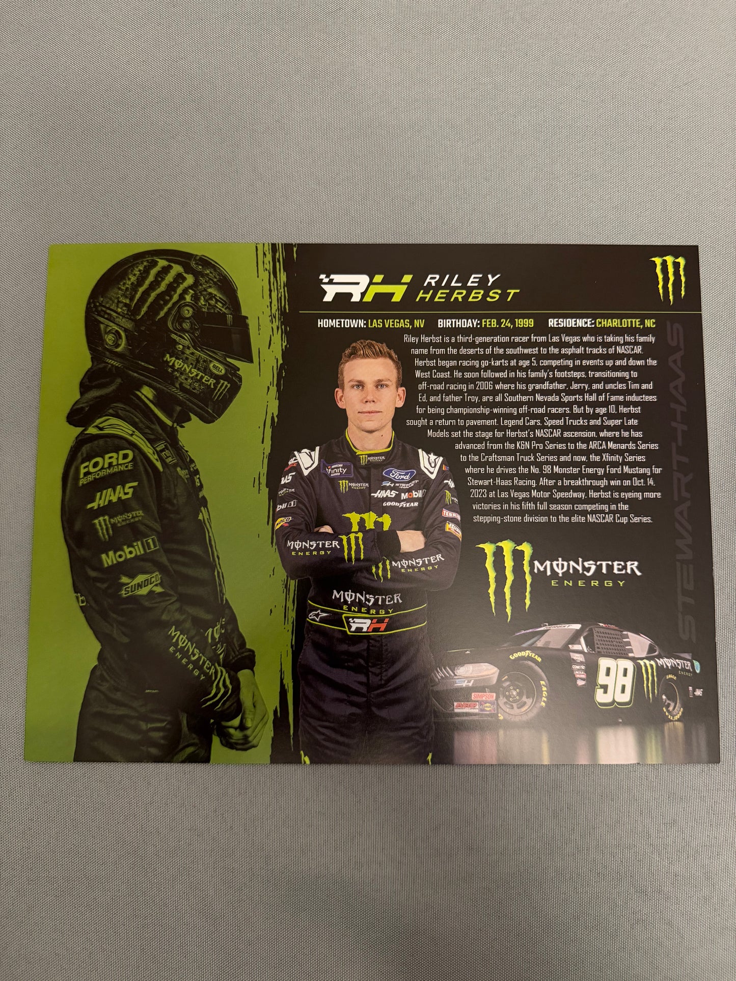 Riley Herbst #98 2024 Monster Energy Nascar Hero Card