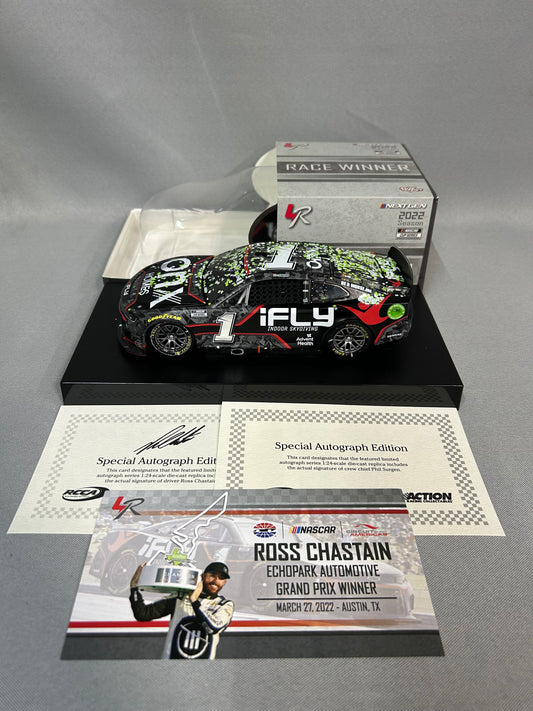 Ross Chastain #1 2022 Dual Autographed IFly Cota Win Nascar Diecast