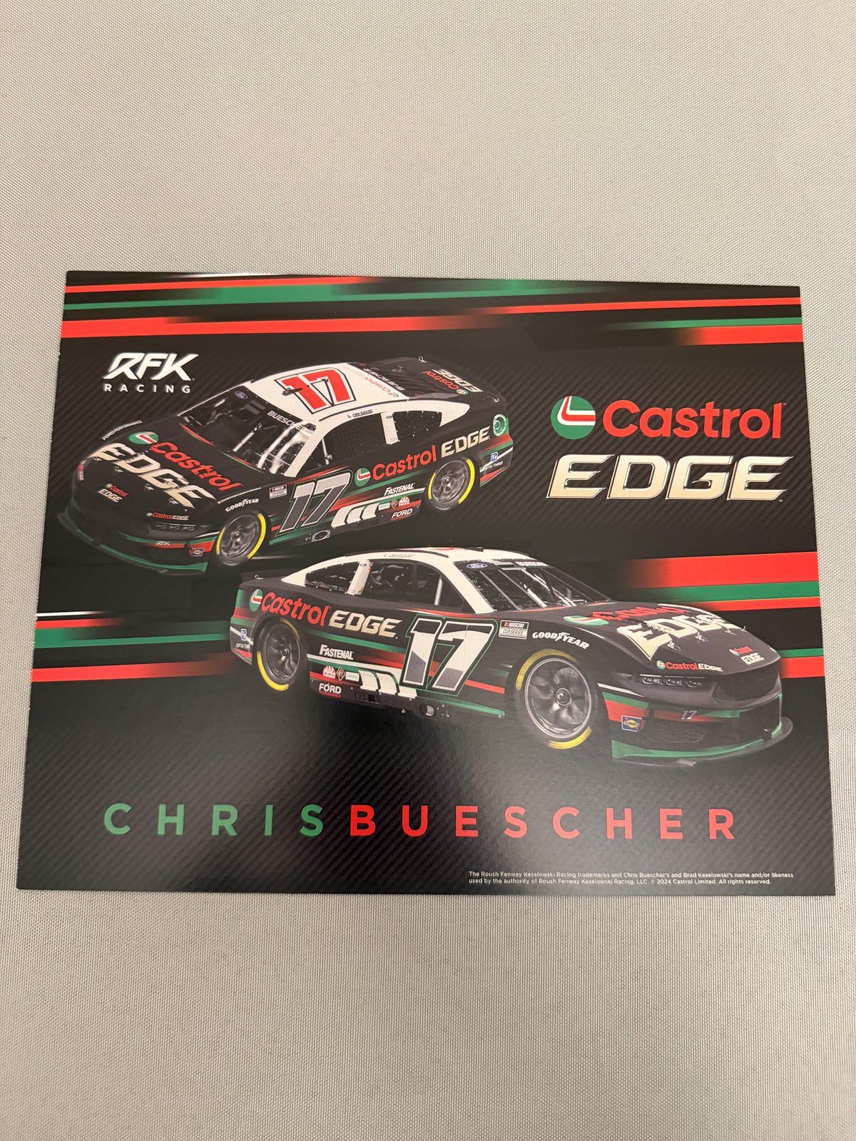 Castrol Rfk Racing Bags RFK Racing 2024 Castrol Edge Nascar Hero Card – Race Day Authentics