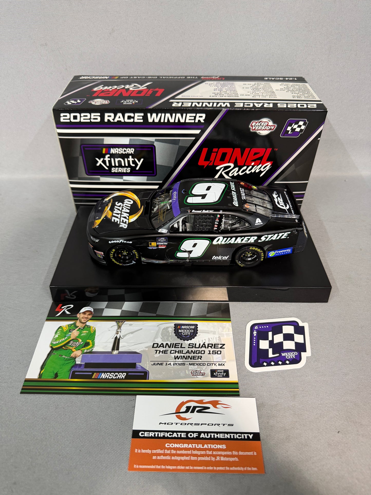 Daniel Suarez #9 2025 Mexico City Win Quaker State Nascar Autographed Diecast