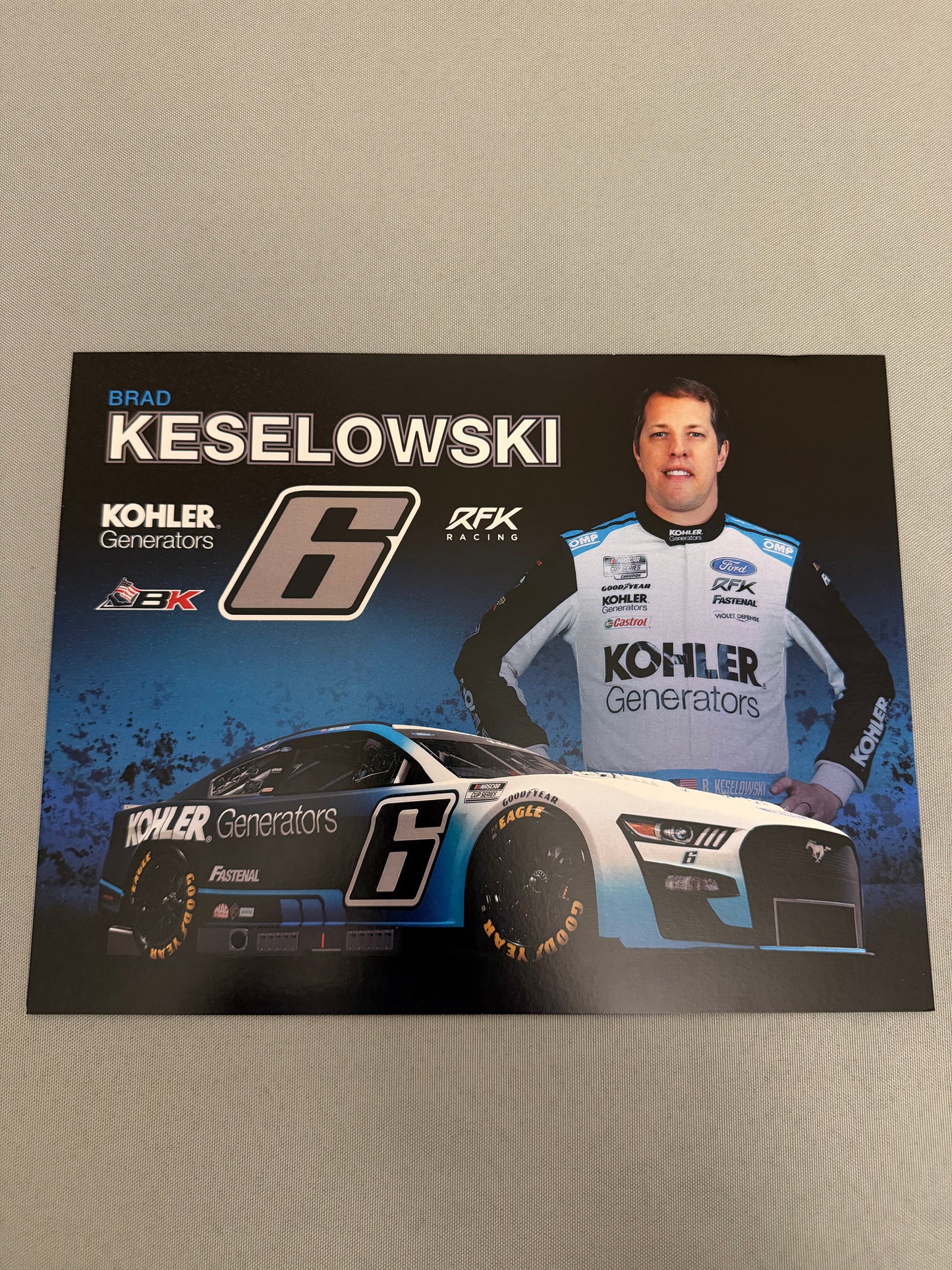 Brad Keselowski #6 2022 Kohler Generators Nascar Hero Card
