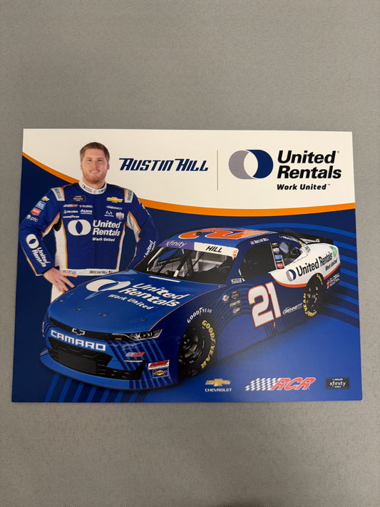 Austin Hill #21 2023 United Rental Nascar Hero Card