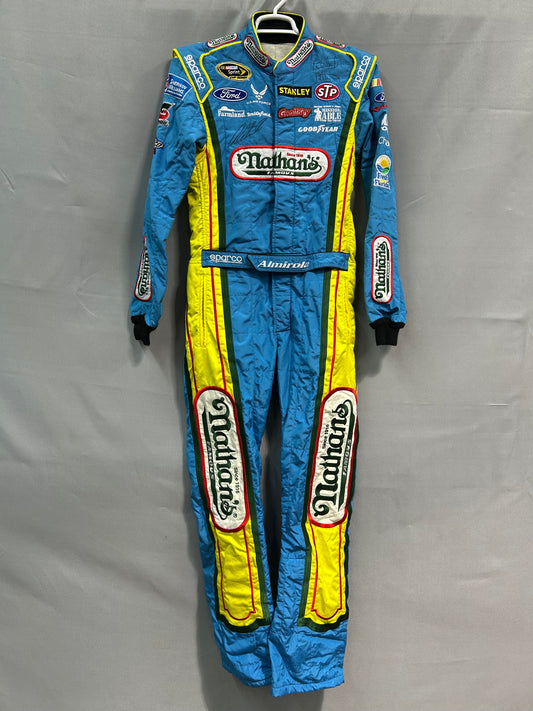 Aric Almirola #43 2014 Dual Autographed Nathans Famous Nascar Driver Firesui