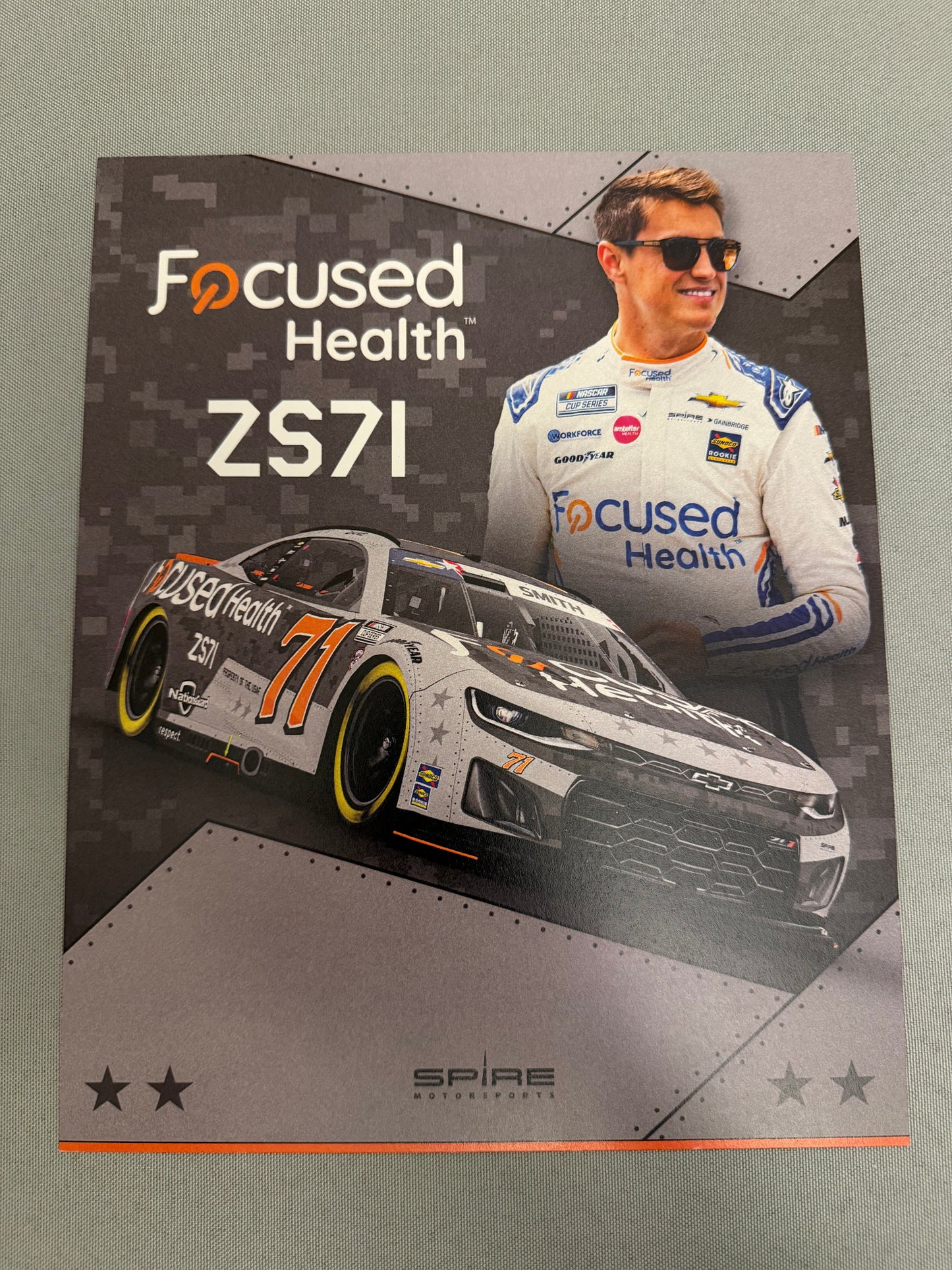 Zane Smith #71 2024 Focused Health Patriotic Nascar Hero Card