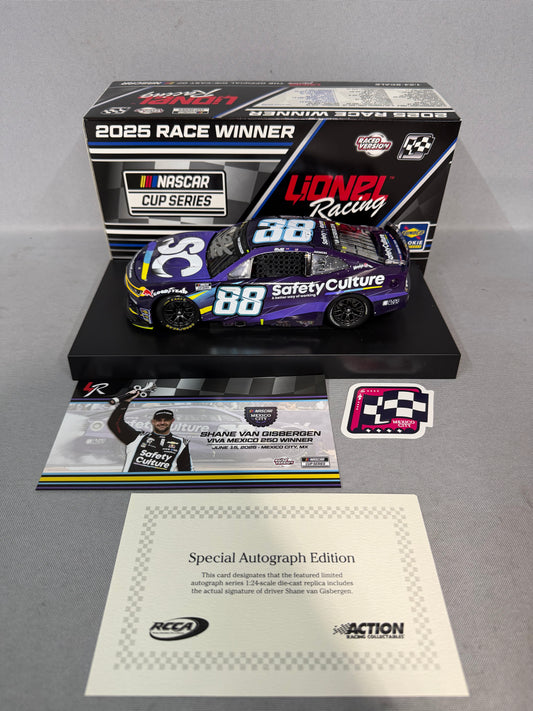 Shane Van Gisbergen #88 2025 Mexico City Win Safety Culture Nascar Autographed Diecast