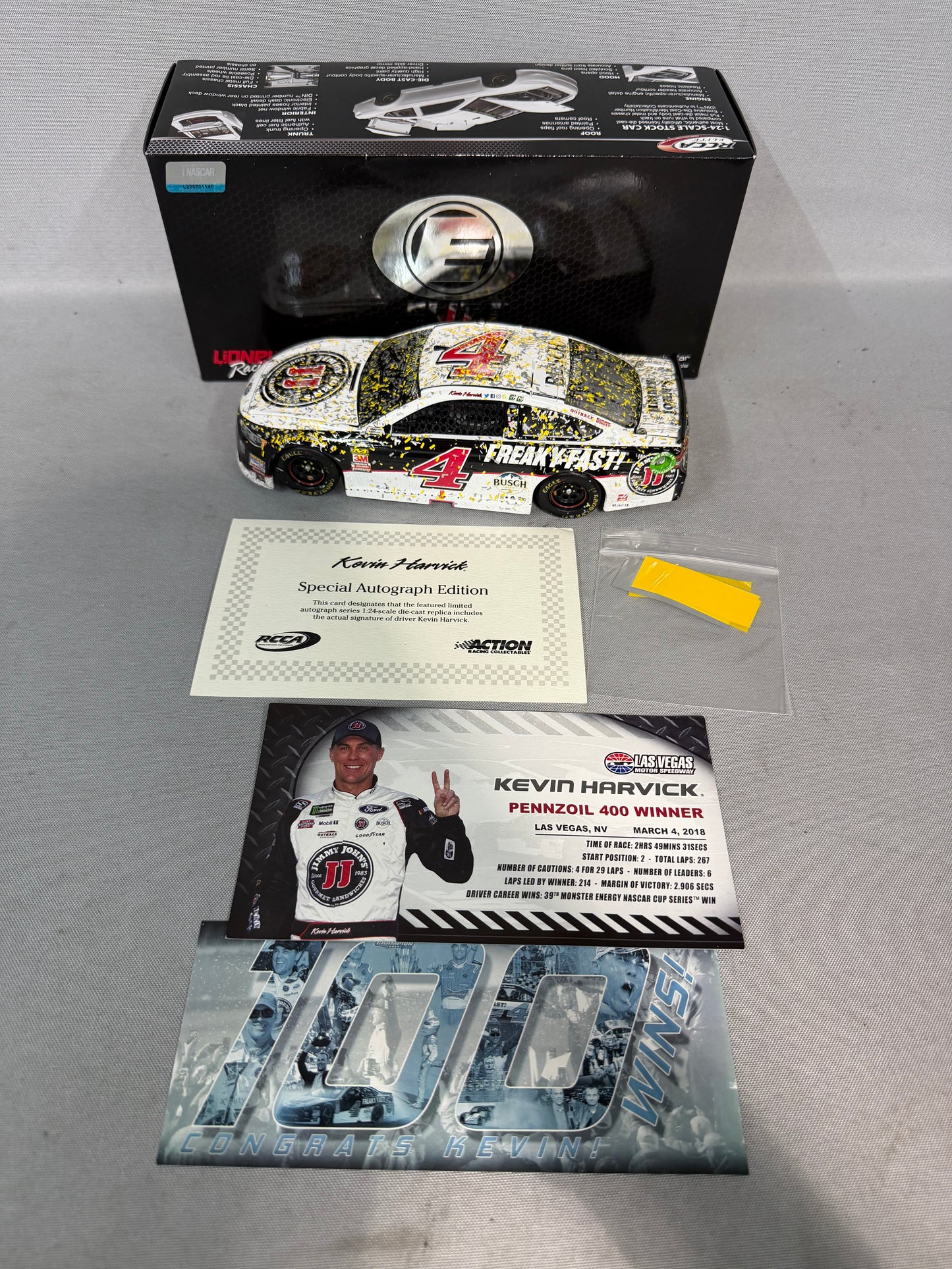 Kevin Harvick #4 2018 Las Vegas Win Jimmy Johns Elite Nascar Autographed Diecast