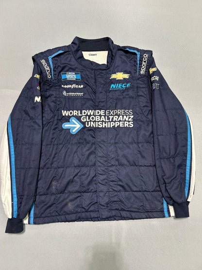 Dean Thompson #40 2022 WWEX Globaltranz Nascar 2 Piece Crew Firesuit C-48 W-38 L-32