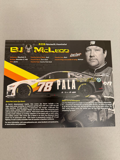 BJ McLeod #78 2022 Pala Casino Nascar Hero Card
