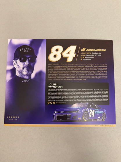 Jimmie Johnson #84 2023 Club Wyndham Nascar Hero Card