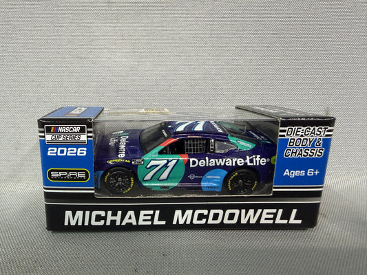 Michael McDowell #71 2026 Delaware Life Nascar 1/64 Diecast