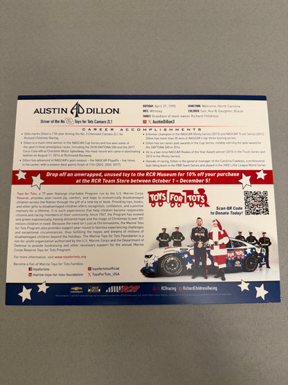 Austin Dillon #3 2024 Toys For Tots Nascar Hero Card