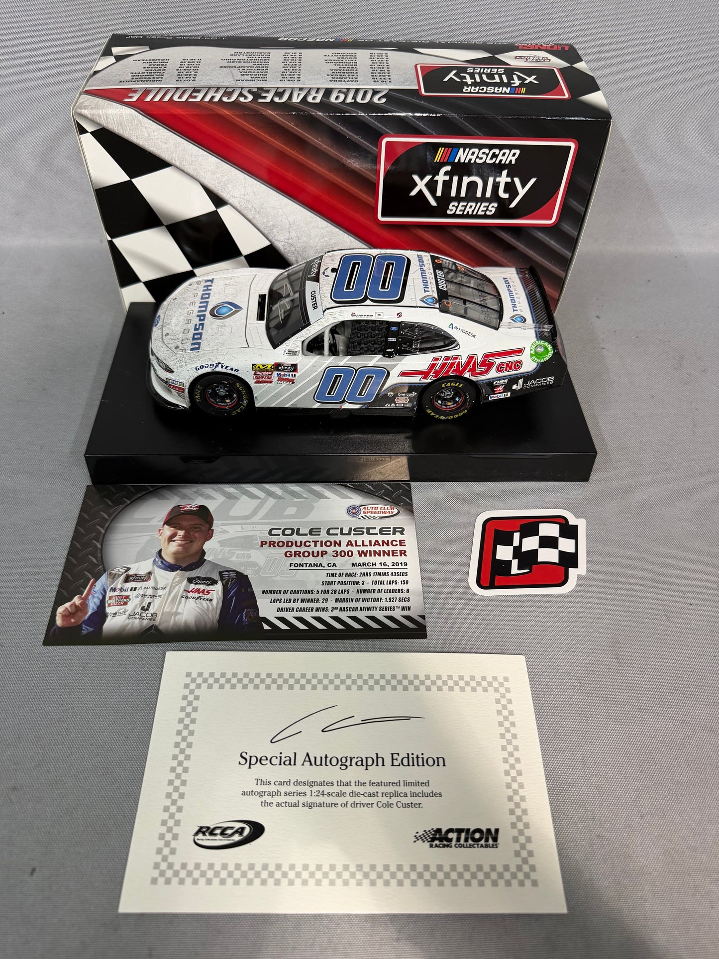 Cole Custer #00 2019 Auto Club Win Thompson Pipe Haas Nascar Autographed Diecast