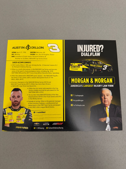 Austin Dillon #3 2023 Morgan & Morgan Nascar Hero Card