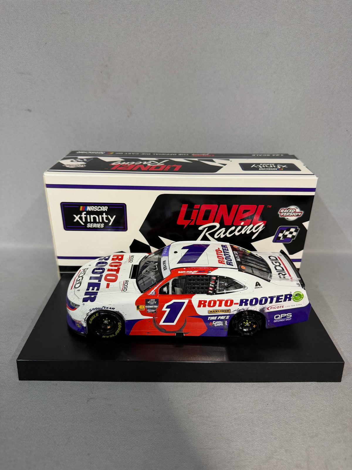 Sam Mayer #1 2024 Iowa Win Rotor Rooter Nascar Autographed Diecast
