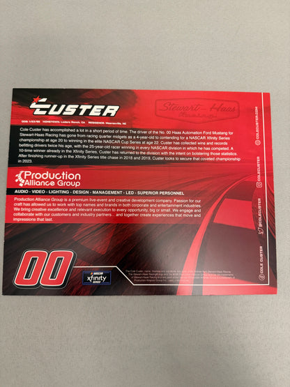 Cole Custer #00 2023 Production Alliance Nascar Hero Card