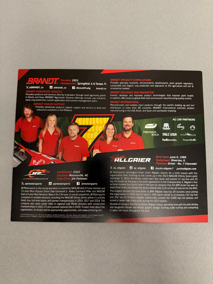 Justin Allgaier #7 2024 Brandt Nascar Hero Card