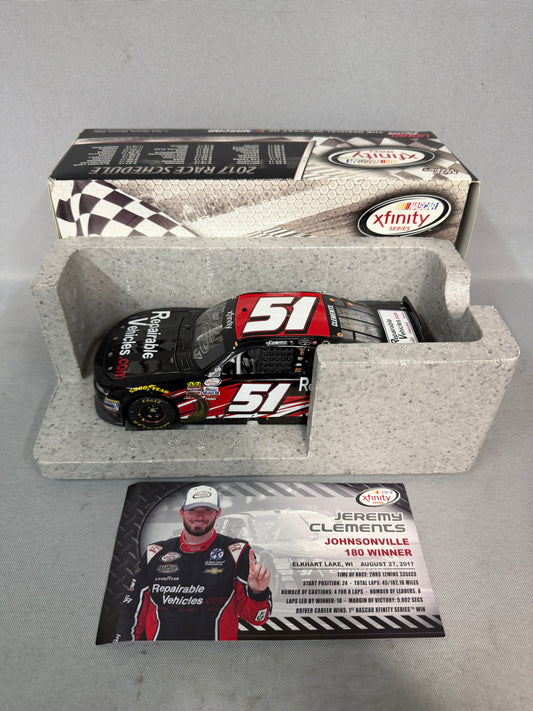 Jeremy Clements #51 2017 Road America Win RepairableVehicles Nascar Autographed Diecast