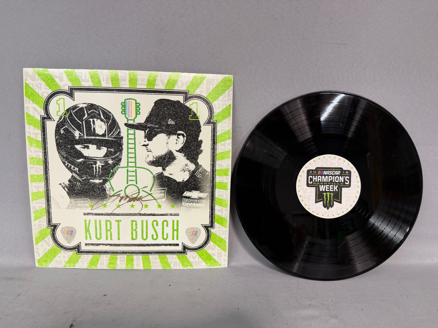 Kurt Busch #1 2019 Nashville Champions Week Nascar Autographed Replica Vinyl Record