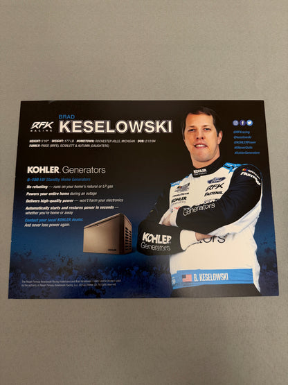 Brad Keselowski #6 2022 Kohler Generators Nascar Hero Card