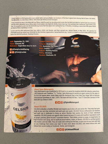 Corey Lajoie #7 2023 Celsius Autographed Nascar Hero Card
