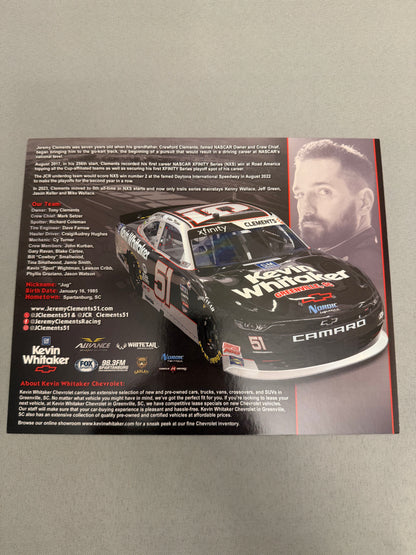 Jeremy Clements 2023 #51 Kevin Whitaker Throwback Nascar Hero Card