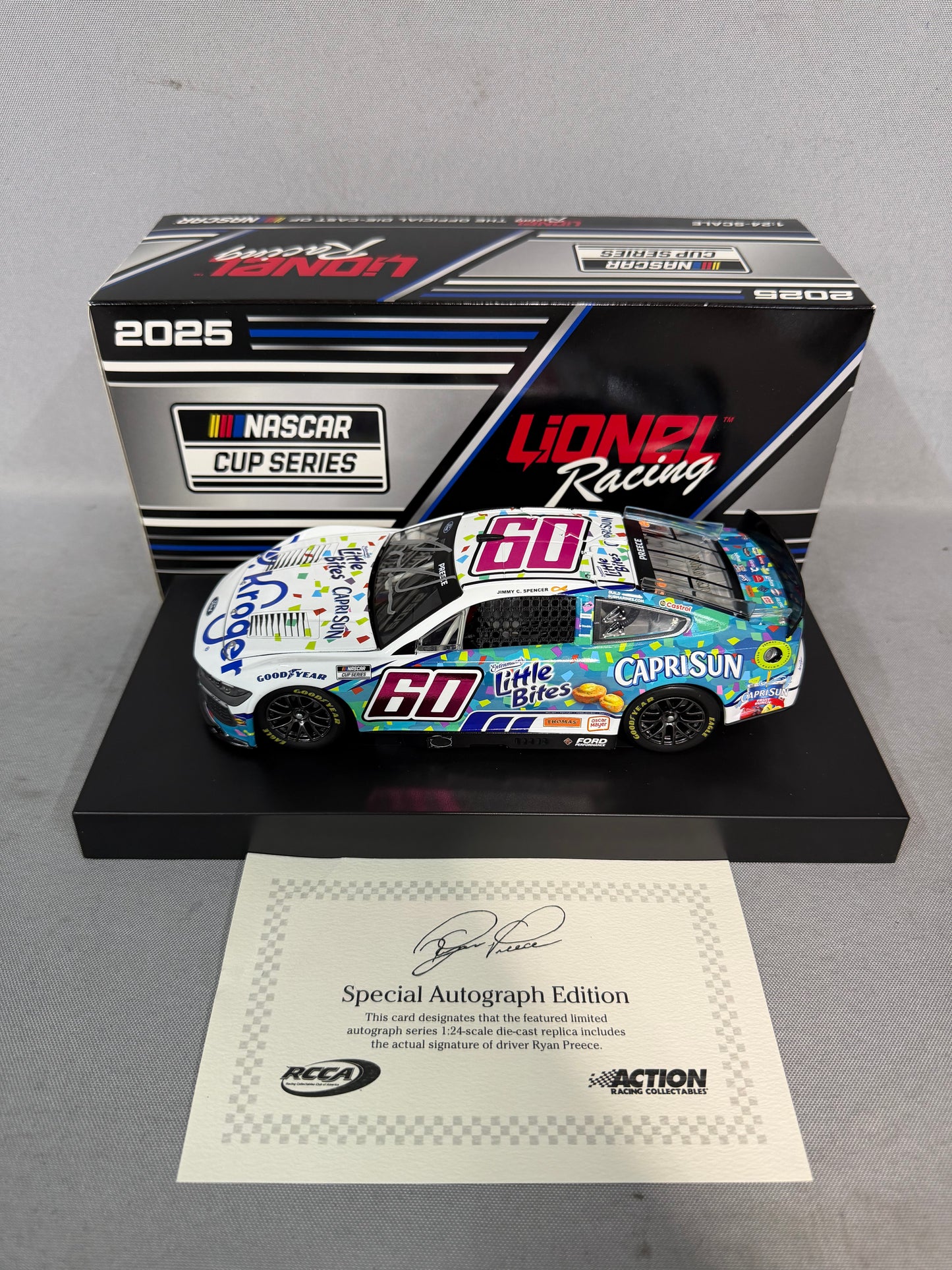 Ryan Preece #60 2025 Kroger Little Bites Capri Sun Nascar Autographed Diecast