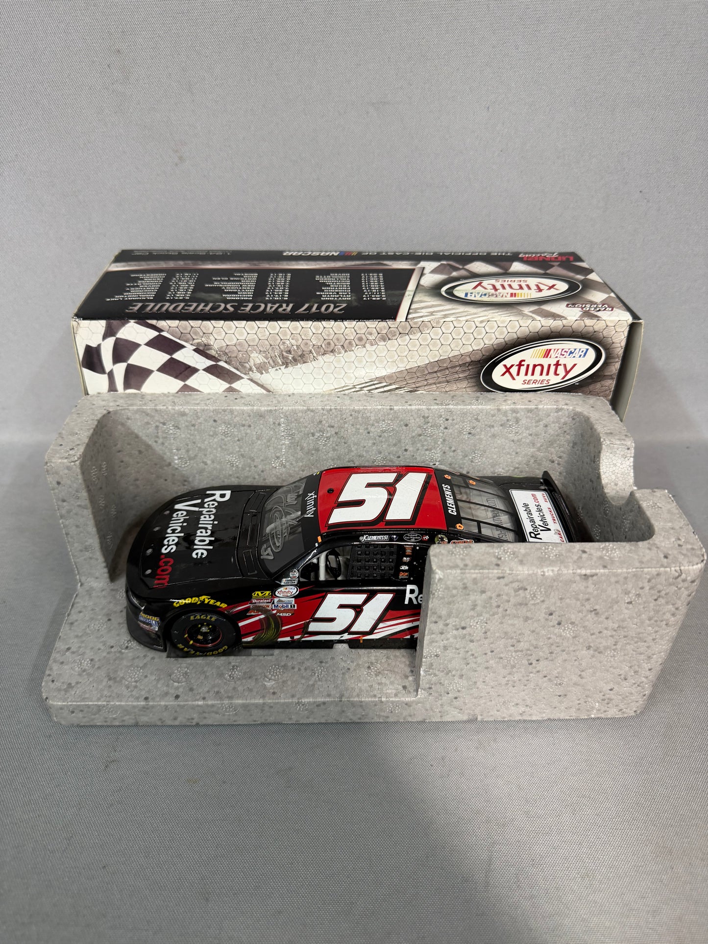Jeremy Clements #51 2017 Road America Win RepairableVehicles Nascar Autographed Diecast