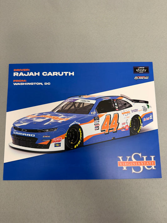 Rajah Caruth #44 2022 Virginia State University Nascar Hero Card