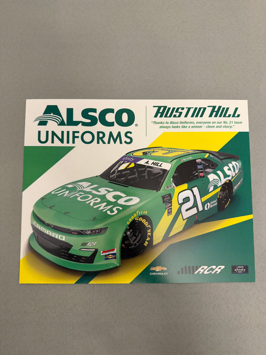Austin Hill #21 2022 Alsco Uniforms Nascar Hero Card