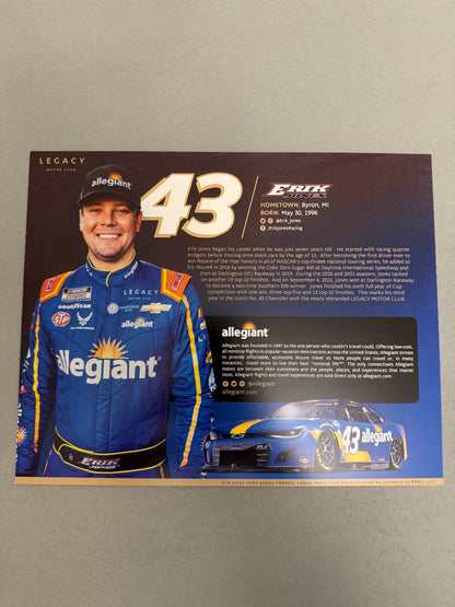 Erik Jones #43 2023 Allegiant Nascar Hero Card