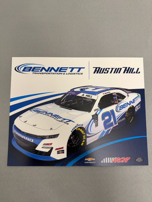 Austin Hill #21 2022 Bennett Transportation Nascar Hero Card