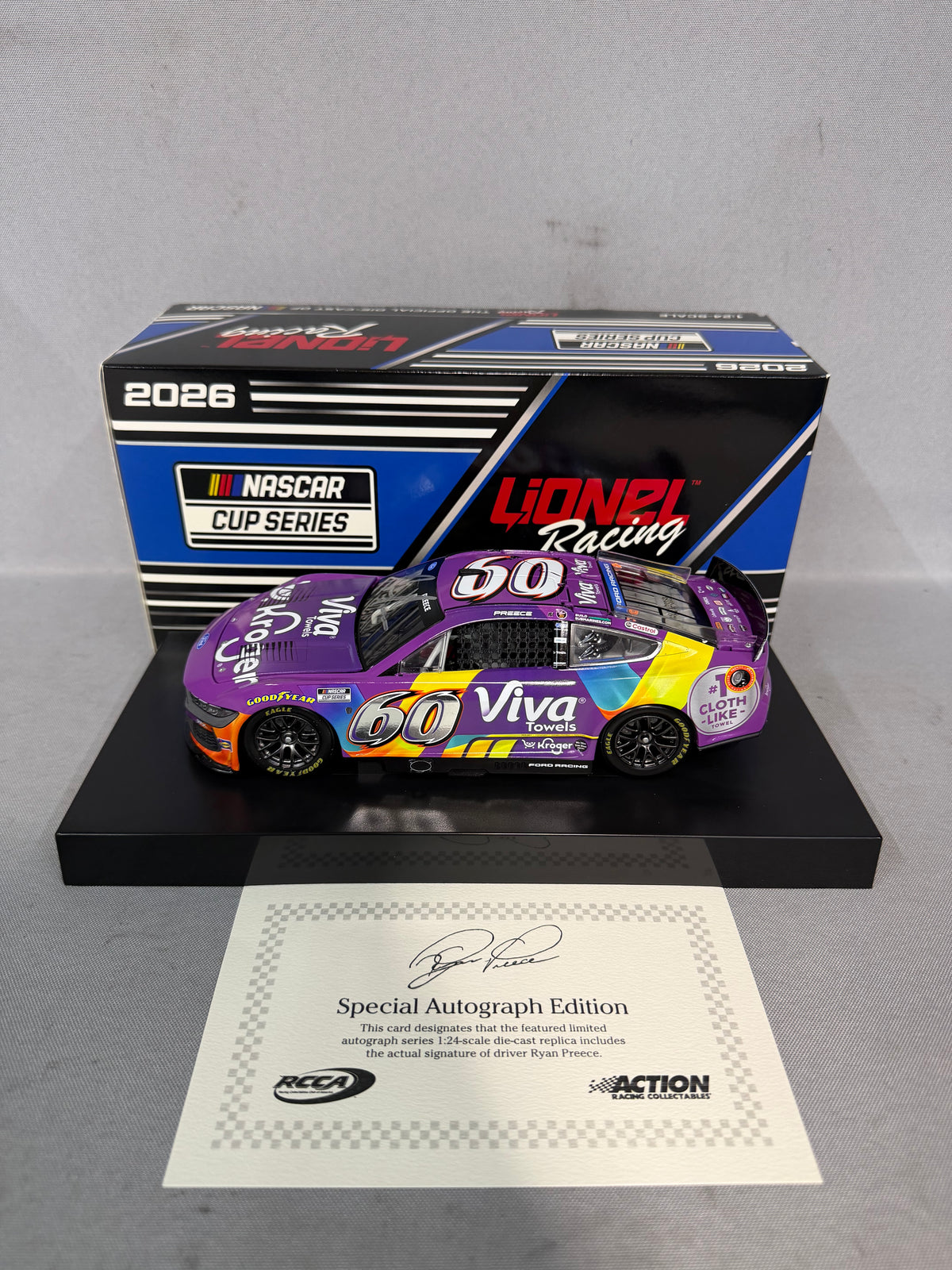 Ryan Preece #60 2026 Kroger Viva Towels Tribute Nascar Autographed Diecast