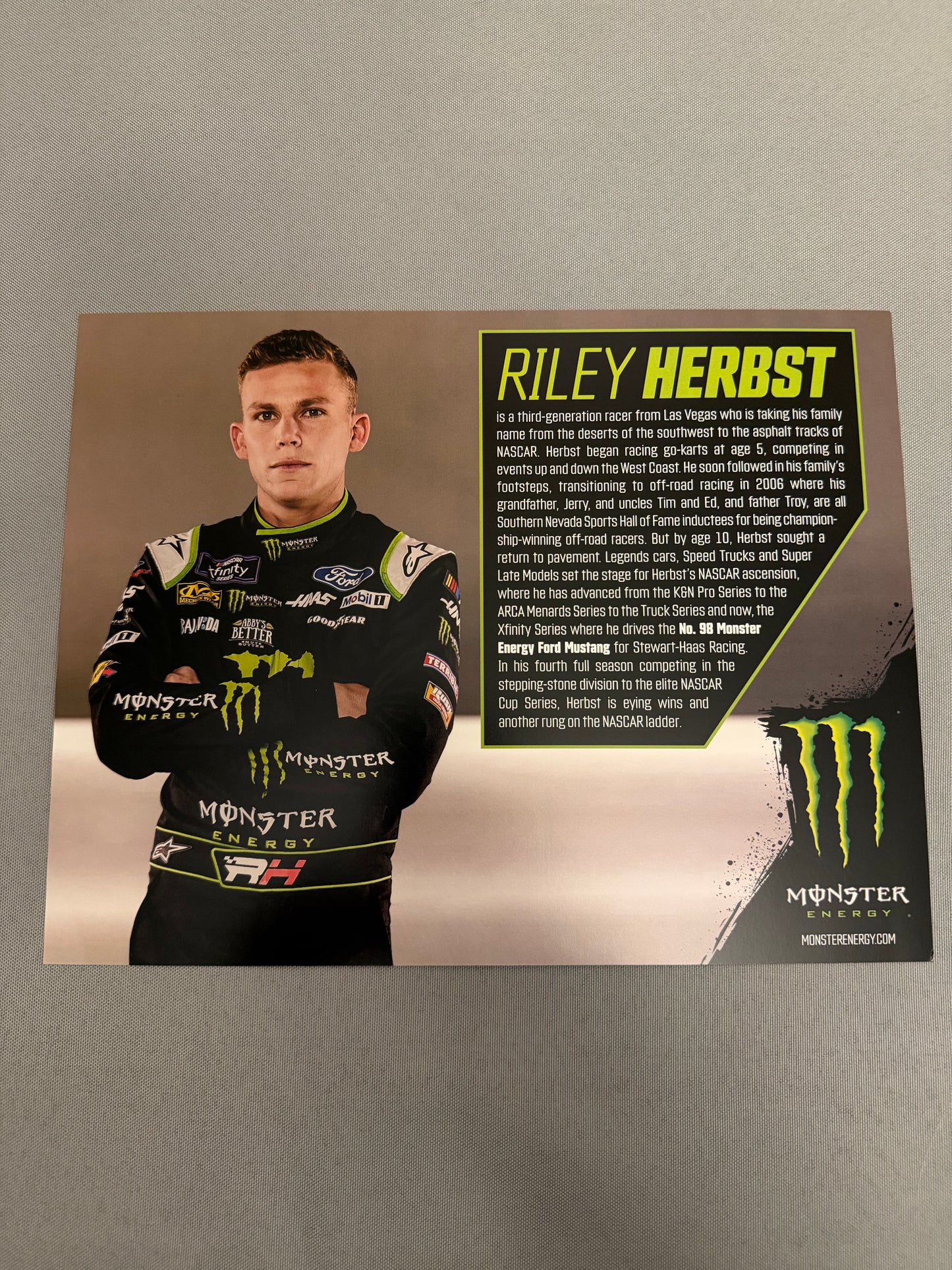 Riley Herbst #98 Monster Energy Nascar Hero Card