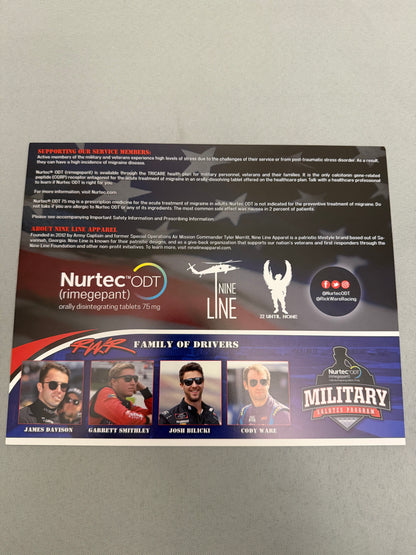 Rick Ware Racing 2021 Military Salutes Nascar Hero Card